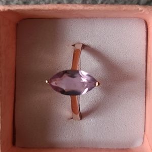 Natural Purple Amethyst .925 Sterling Silver Ring Size 6.75
